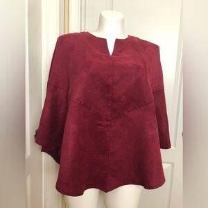 Red Suede Poncho by CJ Banks
